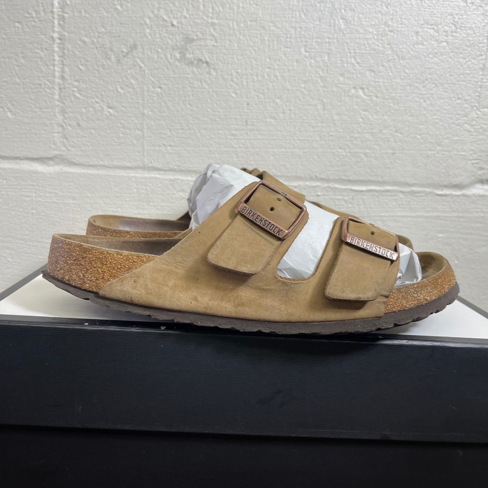 Birkenstock Arizona Brown Leather Sandals Slides Slip On Men's Size 42 EU/9 US